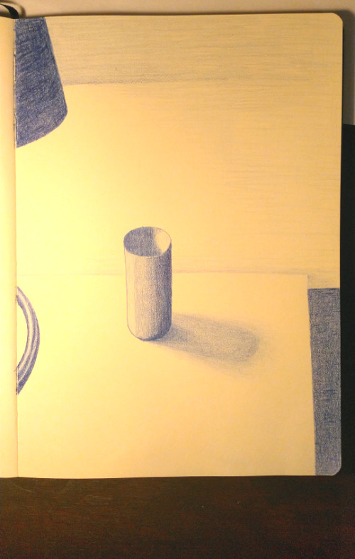 tekening van voorwerp met schaduw en licht